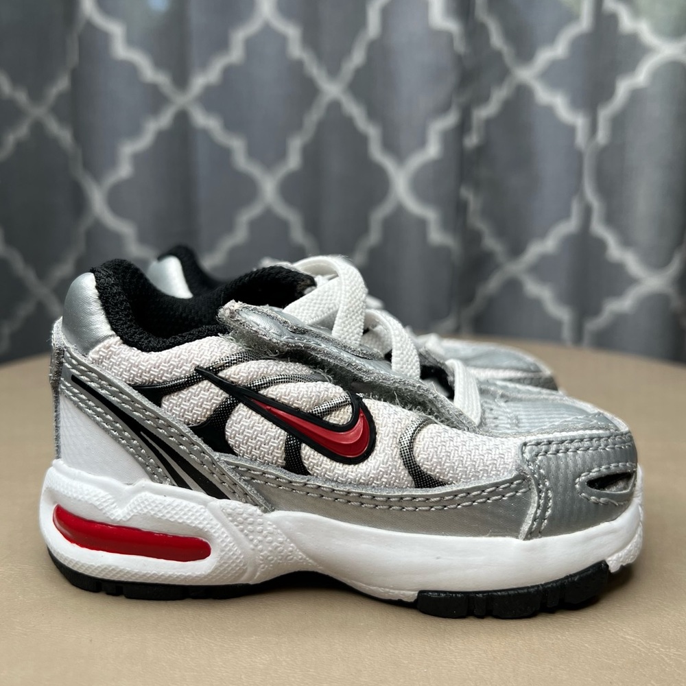 Nike Baby Air Max Silver White Red Strap On Shoes